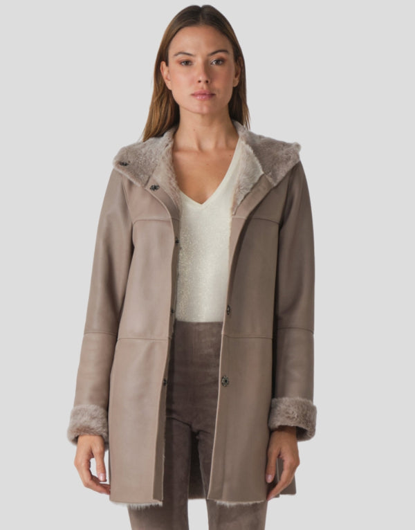 Ava Sheepskin Leather Shearling Coat