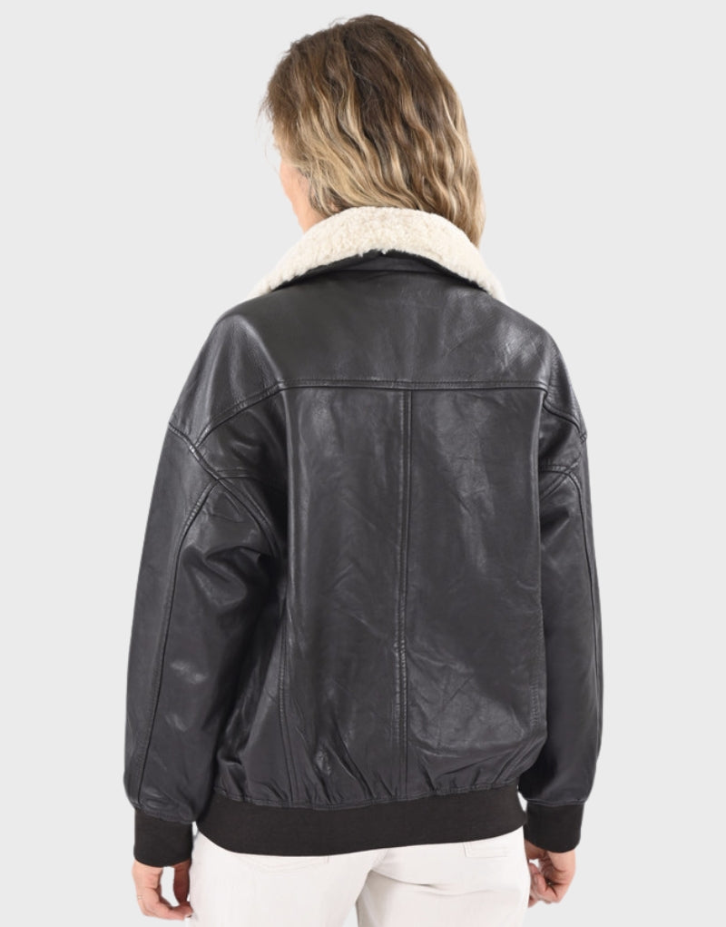 Classic aviator bomber jacket for women