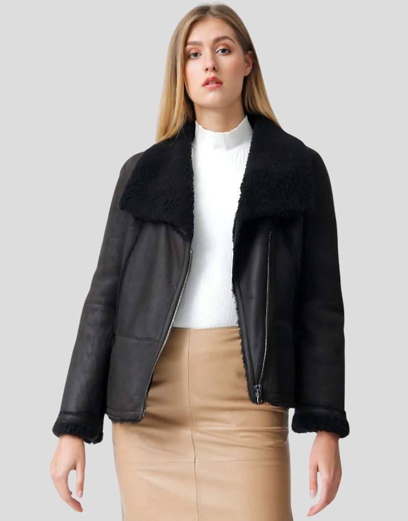 Dakota Black Shearling Collar Jacket