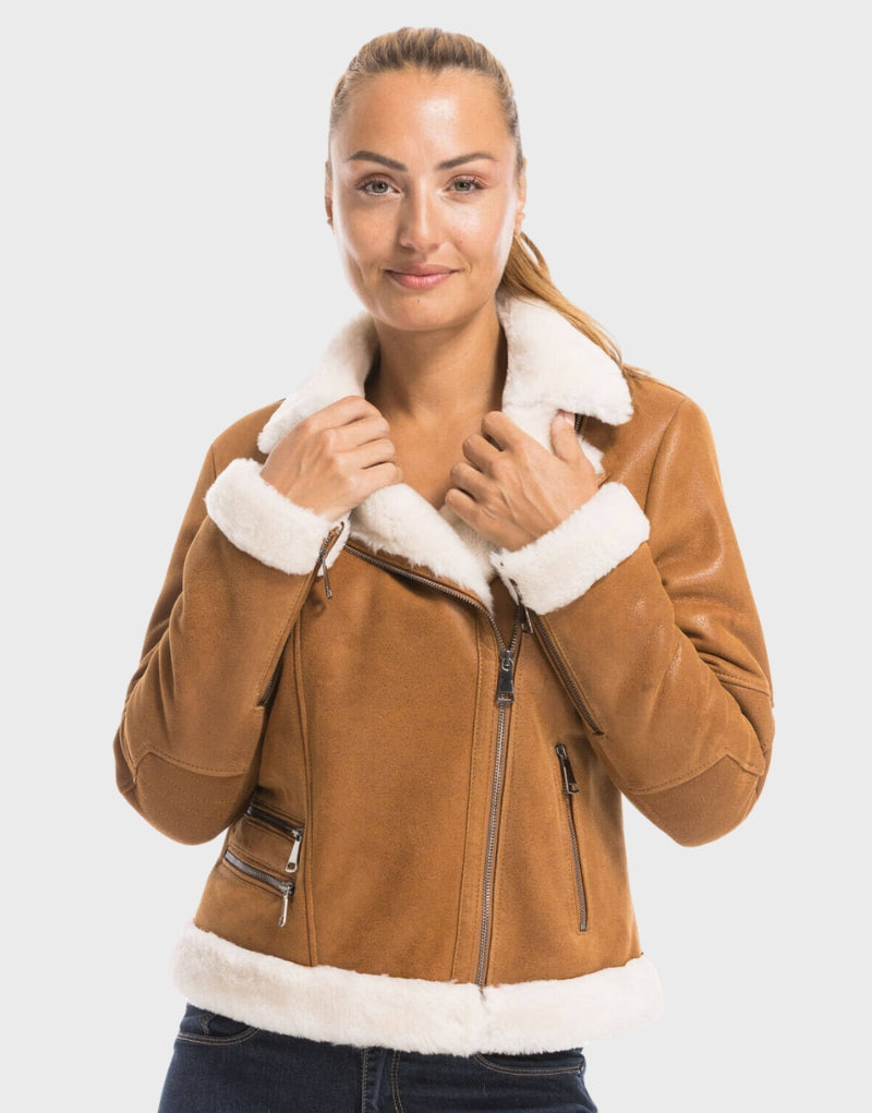 Kate Moss Brown Leather Shearling Jacket