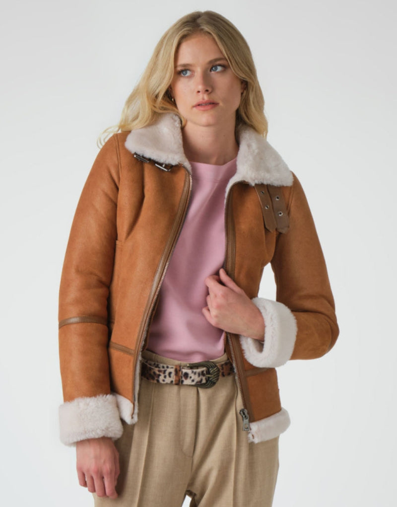 Lagacy Sheepskin Leather Shearling Jacket With Zip Hoodie