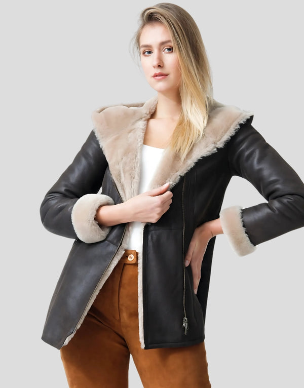 Rebel Stylish and Warm Hooded Sheepskin Leather Jacket