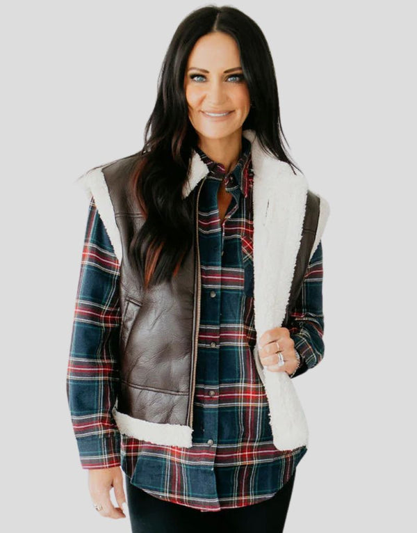 Ruby Brown Sheepskin Shearling Vest