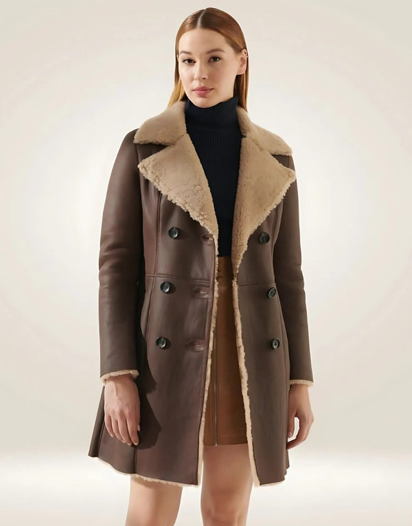 Scarlett Sheepskin Double Breasted Coat