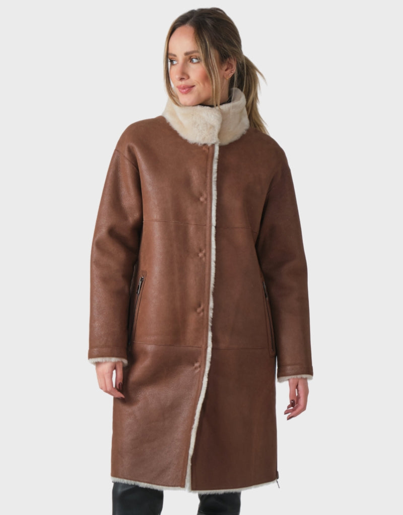 Victoria Beckham Shearling Sheepskin Leather Coat