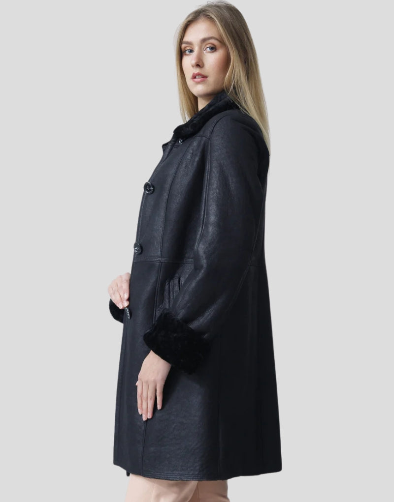 Vintage-Style Women's Leather Coat