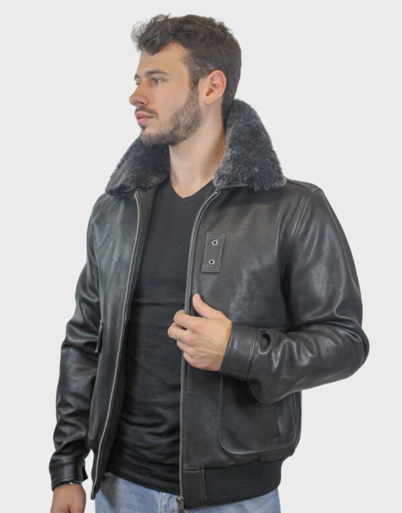 aviator leather shearling jacket mens