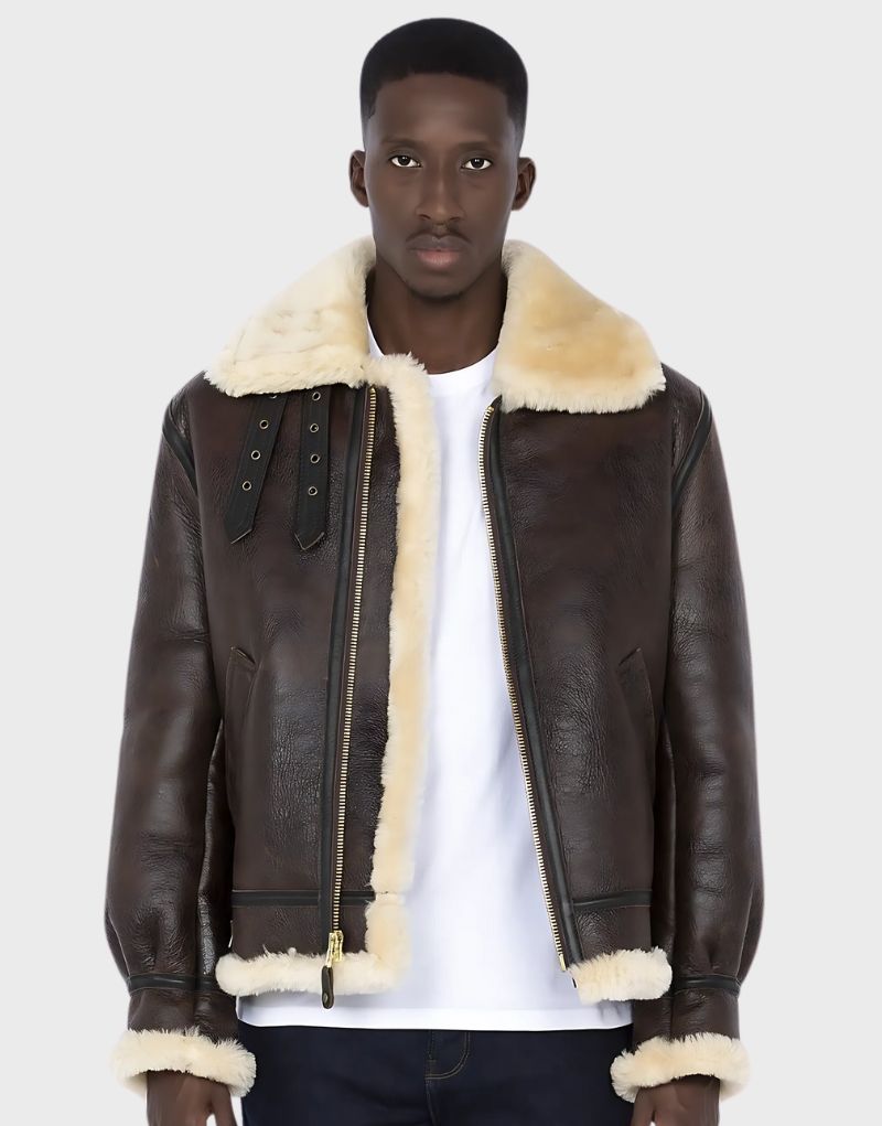 Beige Shearling jacket Mens