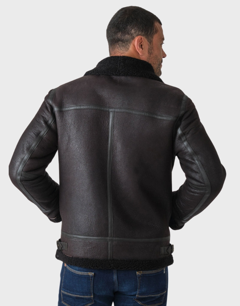 black faux shearling jacket