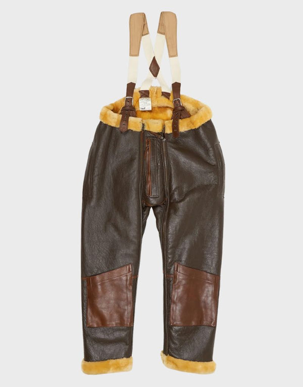 brown shearling leather pant