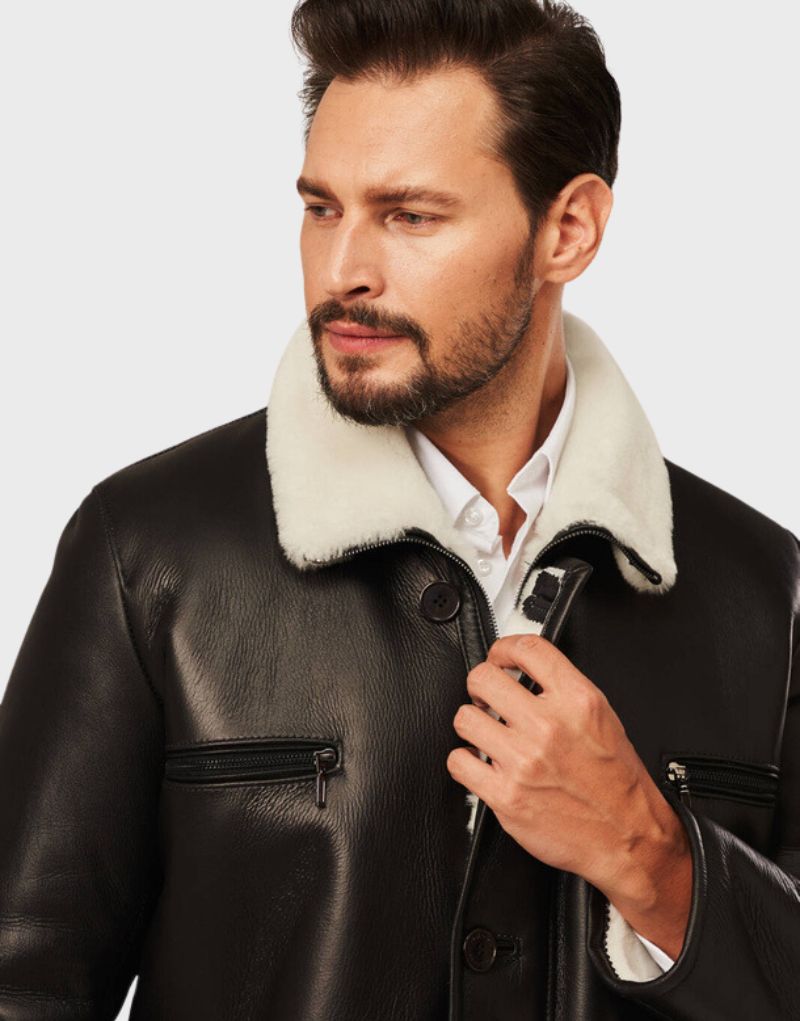 coats leather shearling mens