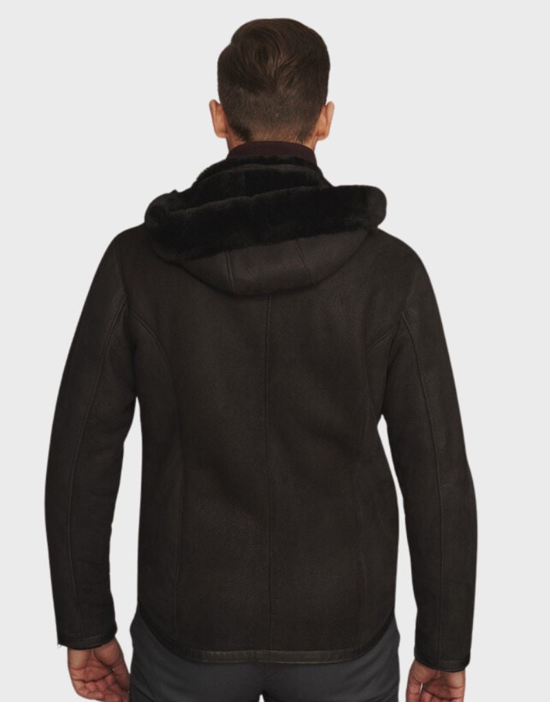 hooded shearling jackets mens leather 