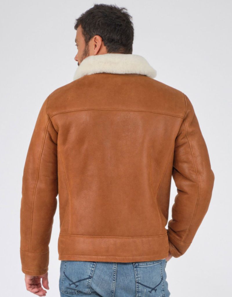 iowa shearling b2 bomber dark brown suede leather jacket