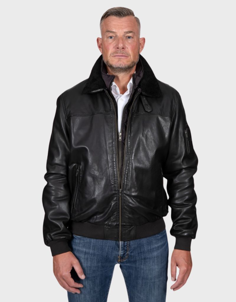 leather jacket mens shearling aviator