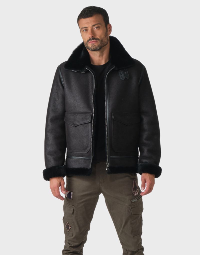 leather jackets mens with shearling 