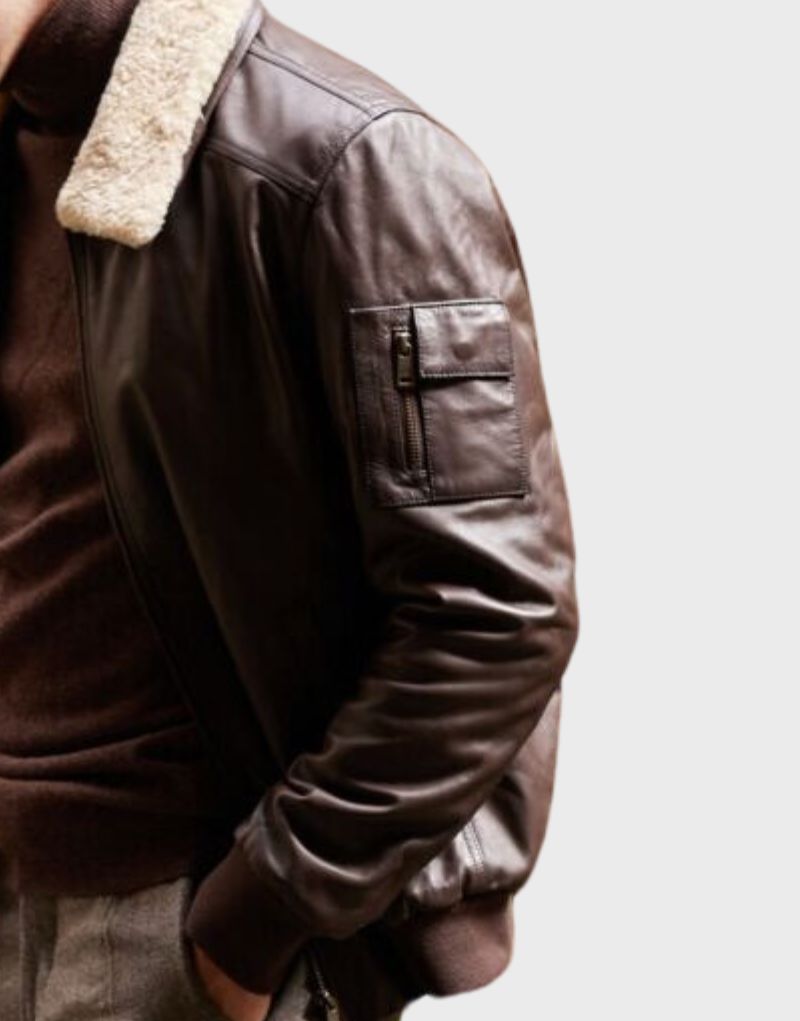 leather mens jackets shearling collar