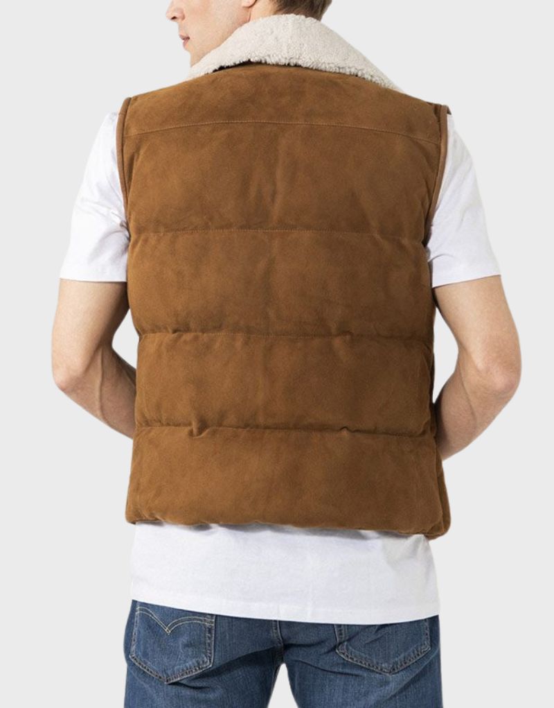 leather mens vests shearling