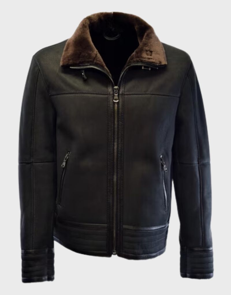 leather shearling biker jacket