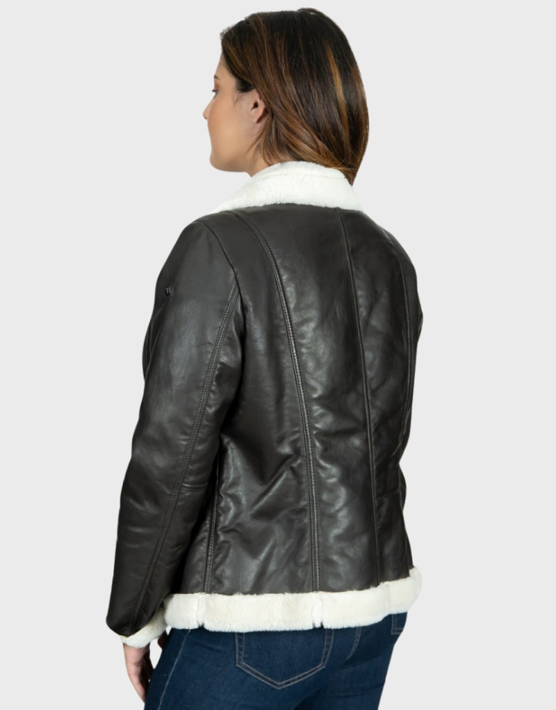 leather shearling jacket girls