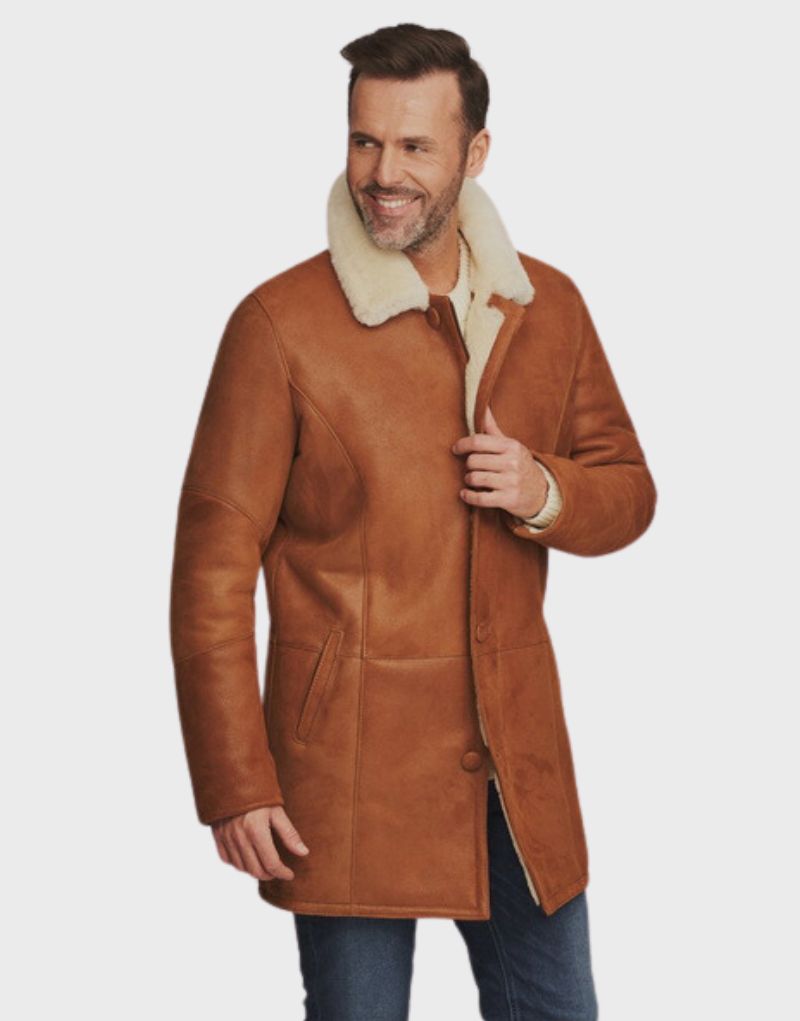 mens leather shearling coats