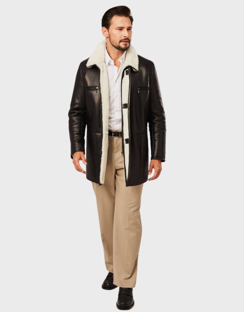 mens winter leather shearling coats