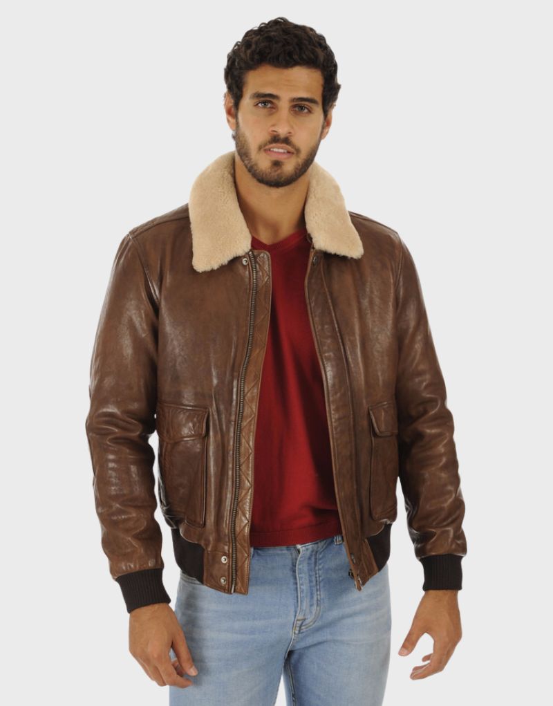 shearling aviator leather jacket mens