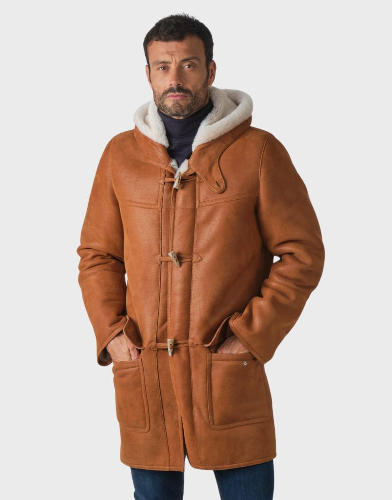 shearling brown leather coat