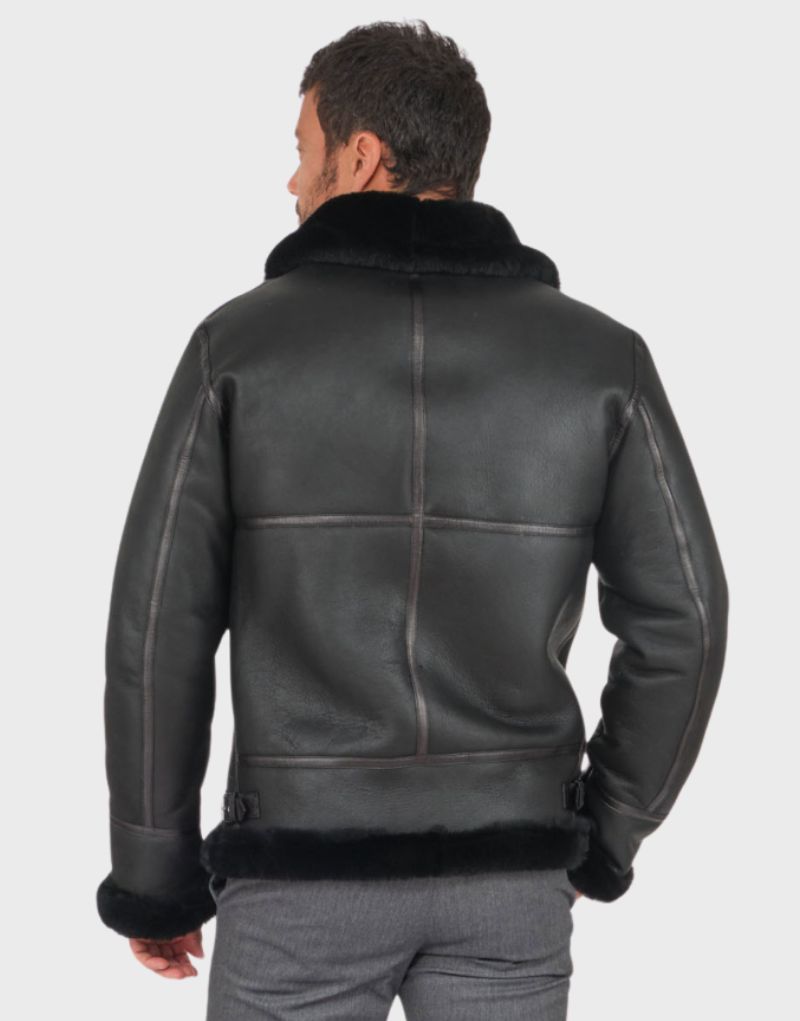 shearling jacket black mens