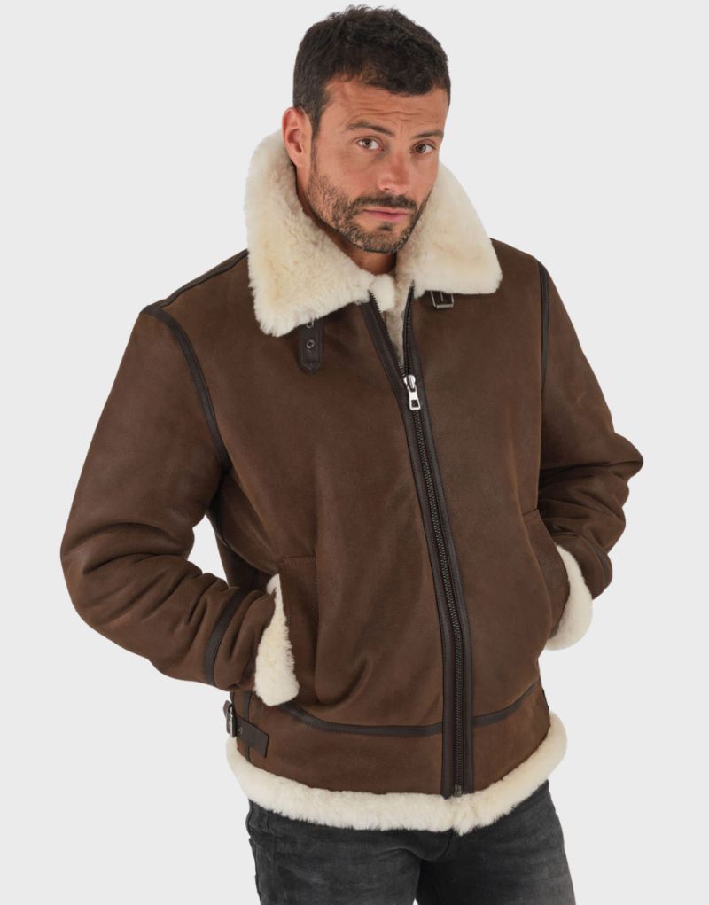 shearling jacket leather style mens