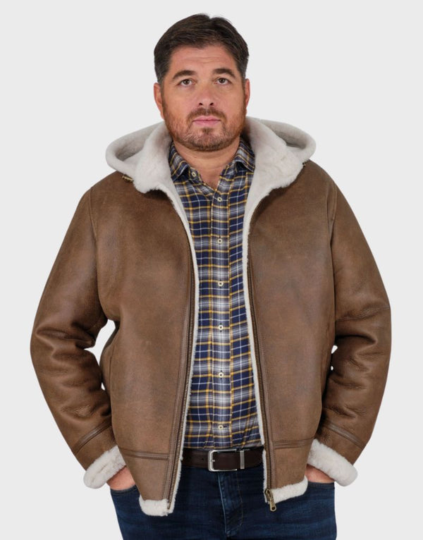 shearling jacket with hoodie