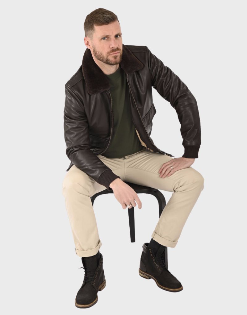 shearling mens aviator leather jacket