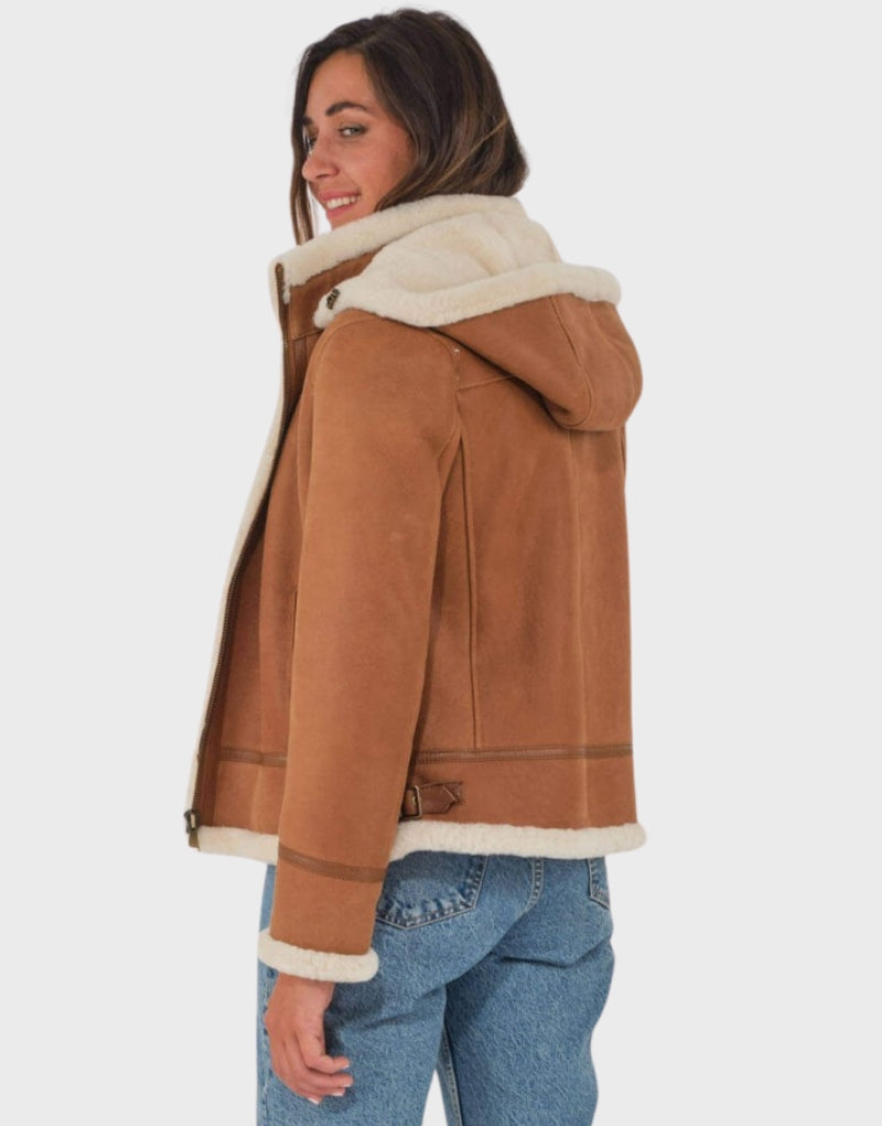 Suede Shearling Jacket Womens